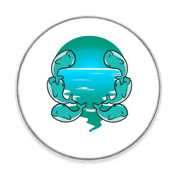 Baby, Whale, Fish, Marine Mammals, Children, Toddler - Round  fridge magnet - white - Front