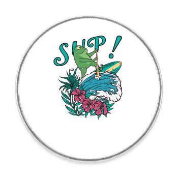 SUP paddleboarding Stand Up Paddle Frosch surfing - Runder Kühlschrankmagnet - Weiß - Vorne