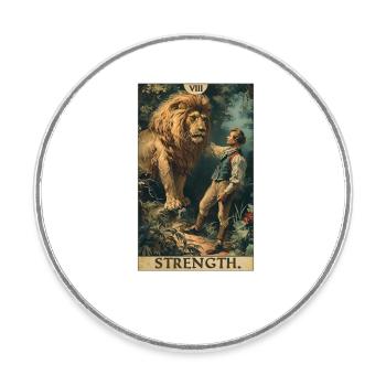Tarotkarten Tarotkarte Strength Kraft - Runder Kühlschrankmagnet - Weiß - Vorne