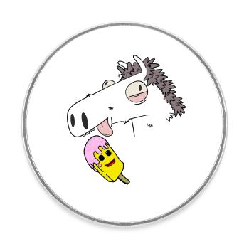 Horse, Summer, Ice Cream, Hunger, Snacking, Refreshment - Round  fridge magnet - white - Front