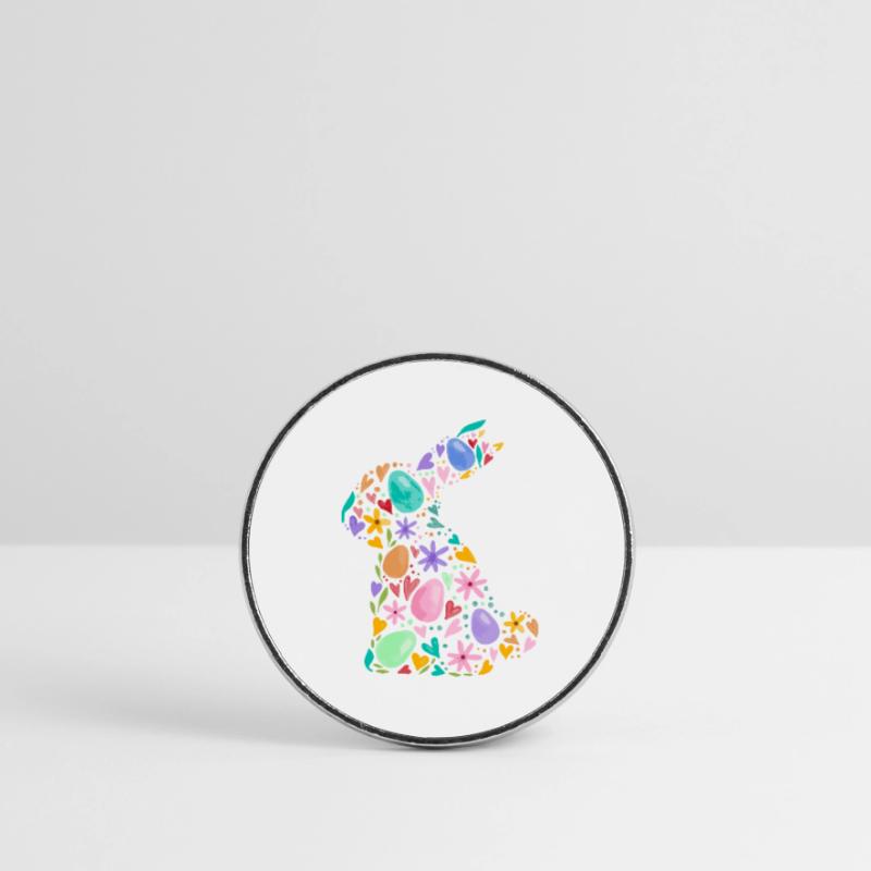 Colorful Easter Bunny Easter Eggs Flowers Easter Graphic Round  fridge magnet