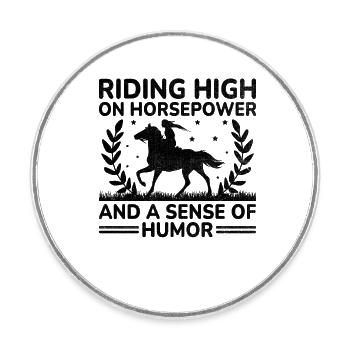 Courses de chevaux pur-sang Équitation Chevaux équestres - Magnet rond - blanc - Devant