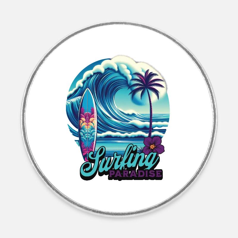 Paradis du surf - Magnet rond - blanc