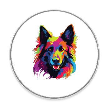 Wasserfarben Farbenfroher Belgian Tervuren - Runder Kühlschrankmagnet - Weiß - Vorne
