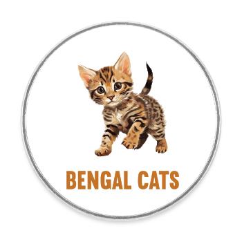 Bengal Cat Bengalkatze - Runder Kühlschrankmagnet - Weiß - Vorne