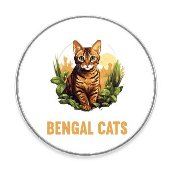 Bengal Cat Bengalkatze - Runder Kühlschrankmagnet - Weiß - Vorne