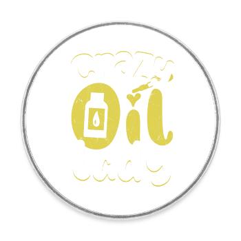 Crazy Oil Lady Essential Oil Natural Healing - Round  fridge magnet - white - Front
