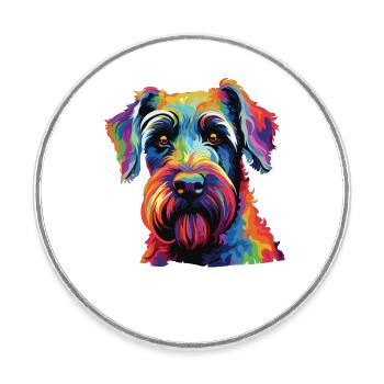 Aquarelle colorée Standard Schnauzer - Magnet rond - blanc - Devant