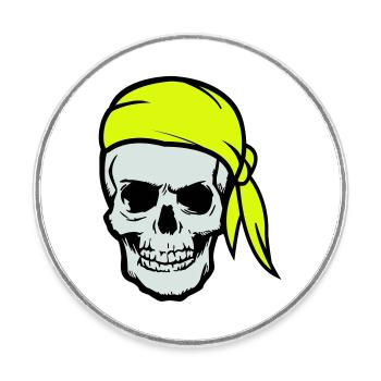 Crâne Pirate Ahoy - Magnet rond - blanc - Devant