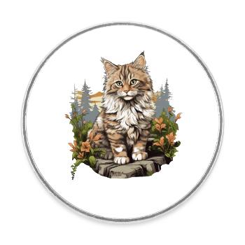 Norwegian Forest Cat Norwegische Waldkatze - Runder Kühlschrankmagnet - Weiß - Vorne