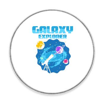 Galaxy Explorer Astronomy Telescope Stargazer - Runder Kühlschrankmagnet - Weiß - Vorne