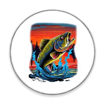 Barsch-Fisch - Runder Kühlschrankmagnet - Weiß - Vorne