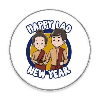 Laos Laote Laoten Lao Neujahr I Geschenk - Runder Kühlschrankmagnet - Weiß - Vorne