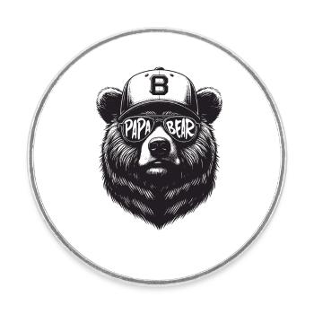 Dad Bear - Father's Day Dad Father Bear Gift - Round  fridge magnet - white - Front