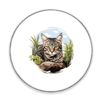 Tabby Kätzchen Tabby Katze - Runder Kühlschrankmagnet - Weiß - Vorne