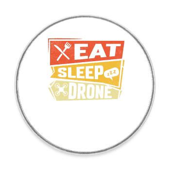 Eat Sleep Drone - Round  fridge magnet - white - Front