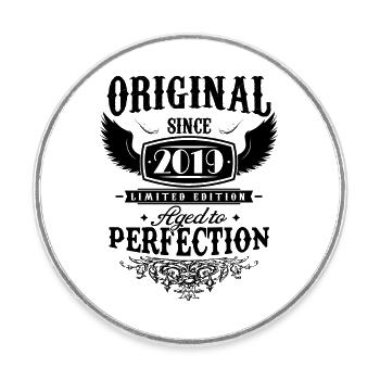Perfection 2019 -5e anniversaire,Original - Magnet rond - blanc - Devant