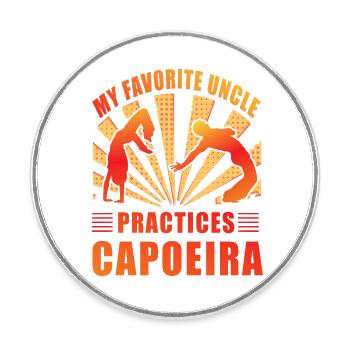 My favorite uncle practices Capoeira - Round  fridge magnet - white - Front