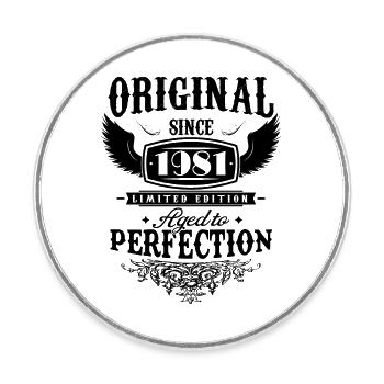 Perfection 1981 -43rd Anniversary,Original - Round  fridge magnet - white - Front