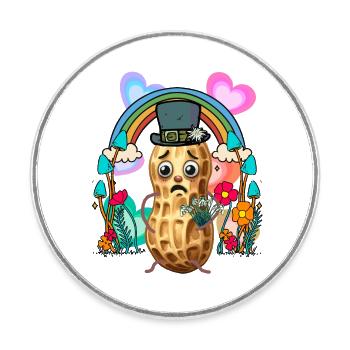 Peanut Rainbow Flowers Nature Lover - Round  fridge magnet - white - Front