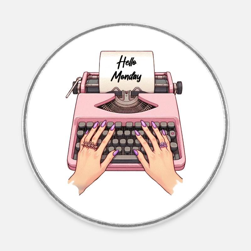 Hello Monday - Round fridge magnet - white