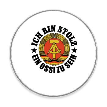 Ich bin stolz, ein Ossi zu sein, DDR, Geschenk - Runder Kühlschrankmagnet - Weiß - Vorne