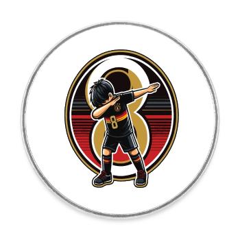 8 Jahre Junge Fussball Schwarz Rot Gold - Runder Kühlschrankmagnet - Weiß - Vorne