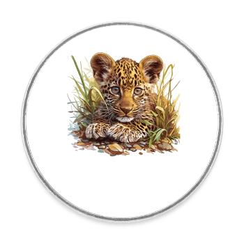 Leoparden Leopard - Round  fridge magnet - white - Front