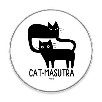 Cat Masutra ! - Magnet rond - blanc - Devant