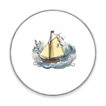 Ship Ships Sailing Ship Sailor Yolle Captain's Sea - Round  fridge magnet - white - Front