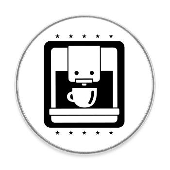 Icône de la machine à café - Magnet rond - blanc - Devant