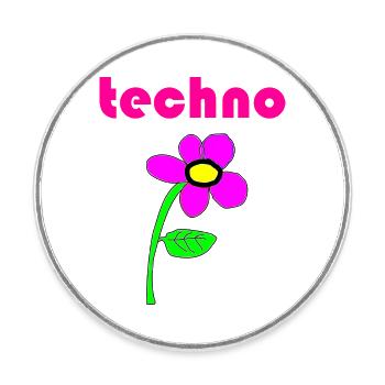 techno blume - Runder Kühlschrankmagnet - Weiß - Vorne