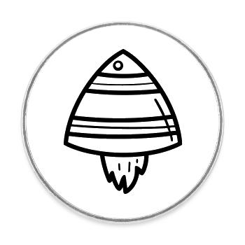 flying saucer - Round  fridge magnet - white - Front