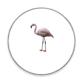 Echtes rosa Flamingo T-Shirt - Cooles Watvogel-Wortspiel - Runder Kühlschrankmagnet - Weiß - Vorne