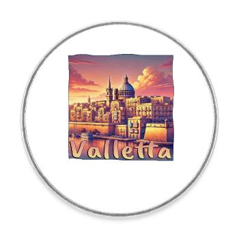 Valletta Malta Sonnenuntergang Urlaub Stadt - Runder Kühlschrankmagnet - Weiß - Vorne