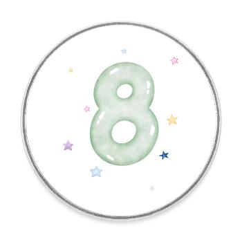 8e anniversaire watercolor étoile - Magnet rond - blanc - Devant