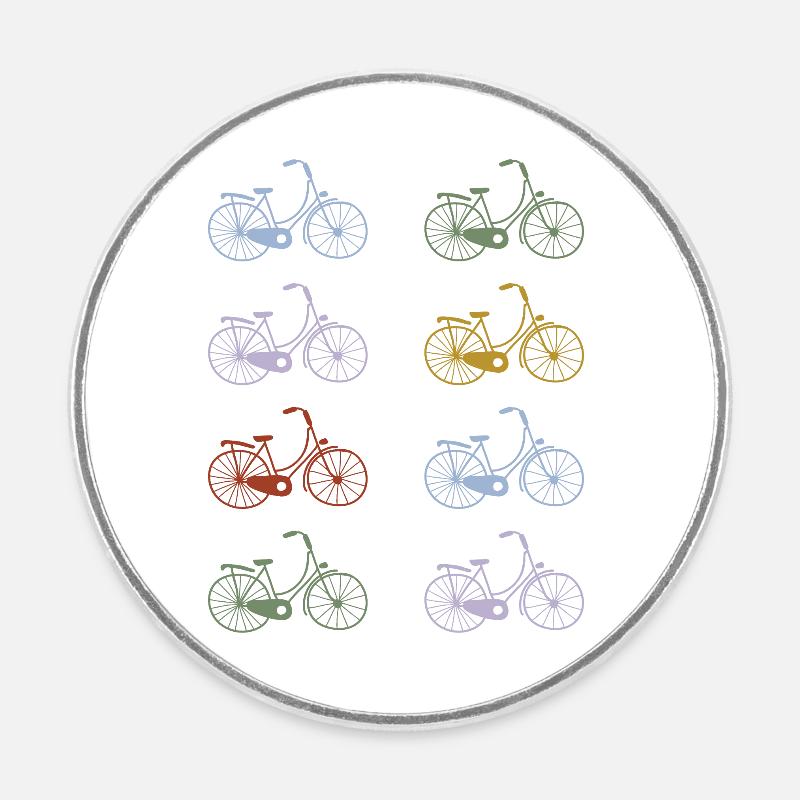 Retro Bicycles Hand Painted - Round  fridge magnet - white