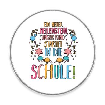 Parents School Child Primary School First Grade Enrollment - Round  fridge magnet - white - Front