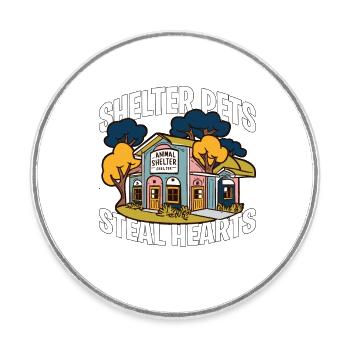 Refuge pour animaux Animaux de compagnie Steal Hearts Vétérinaire - Magnet rond - blanc - Devant