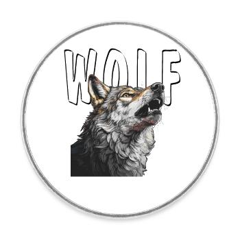 LOUP - Magnet rond - blanc - Devant