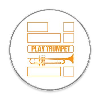 Cool Trumpet Art Silhouette Funny Brass Slogan - Round  fridge magnet - white - Front