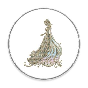 Elegance in gold and black - Round  fridge magnet - white - Front
