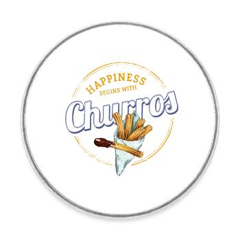 Churro Snack Vintage Dessert Retro Street Food - Round  fridge magnet - white - Front