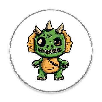Dinosaur triceratops Halloween Comic Funny - Round  fridge magnet - white - Front