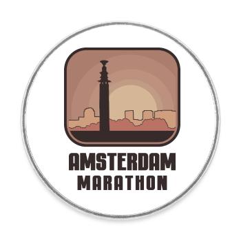 Amsterdam Marathon - Runder Kühlschrankmagnet - Weiß - Vorne