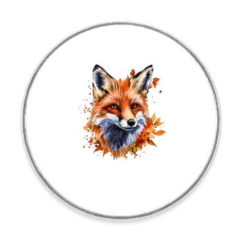 Herbst-Aquarell-Fuchs - Runder Kühlschrankmagnet - Weiß - Vorne