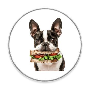 Boston Terrier - Runder Kühlschrankmagnet - Weiß - Vorne