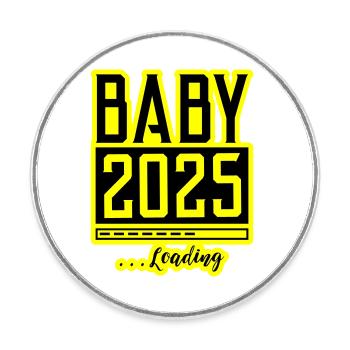 Baby 2025 Loading Babyshower - Round  fridge magnet - white - Front