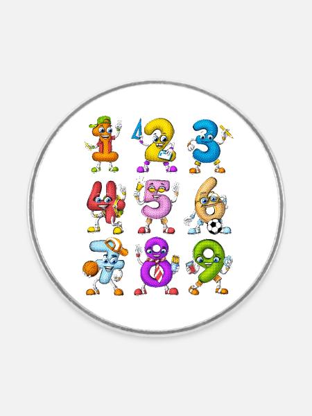 Mathematische Zahlen - Runder Kühlschrankmagnet - Weiß