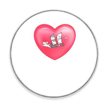 Niedlicher Winter Schlittenfahren Herz Ballon Cute - Runder Kühlschrankmagnet - Weiß - Vorne